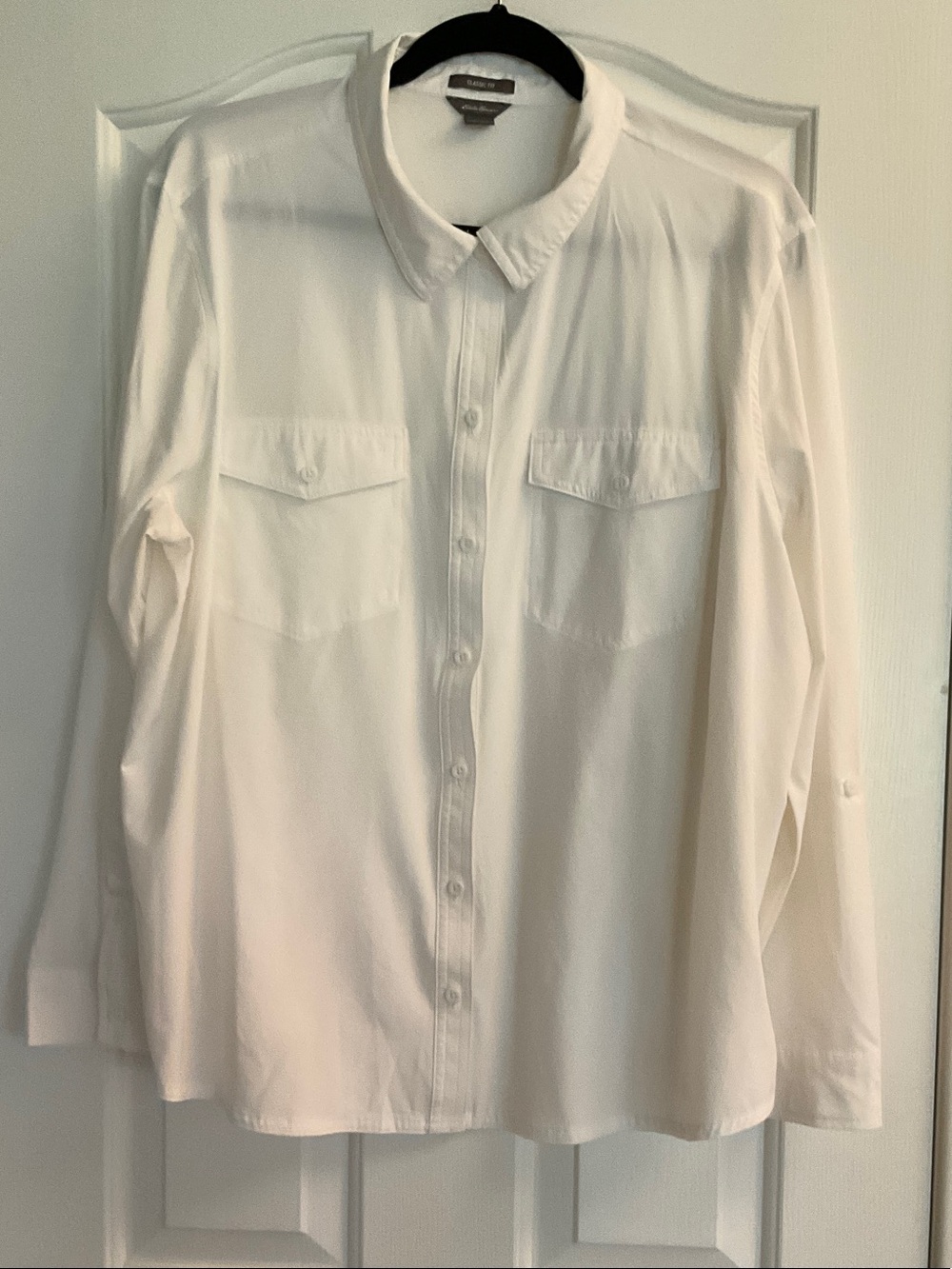 Eddie Bauer White Long-Sleeve Women’s Departure Button-Down Shirt